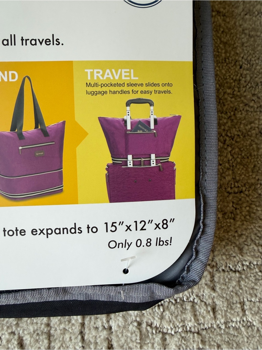 NWT Biaggi zipsak boost! tote - Black Folding & Expanding Tote - Picture 5 of 5